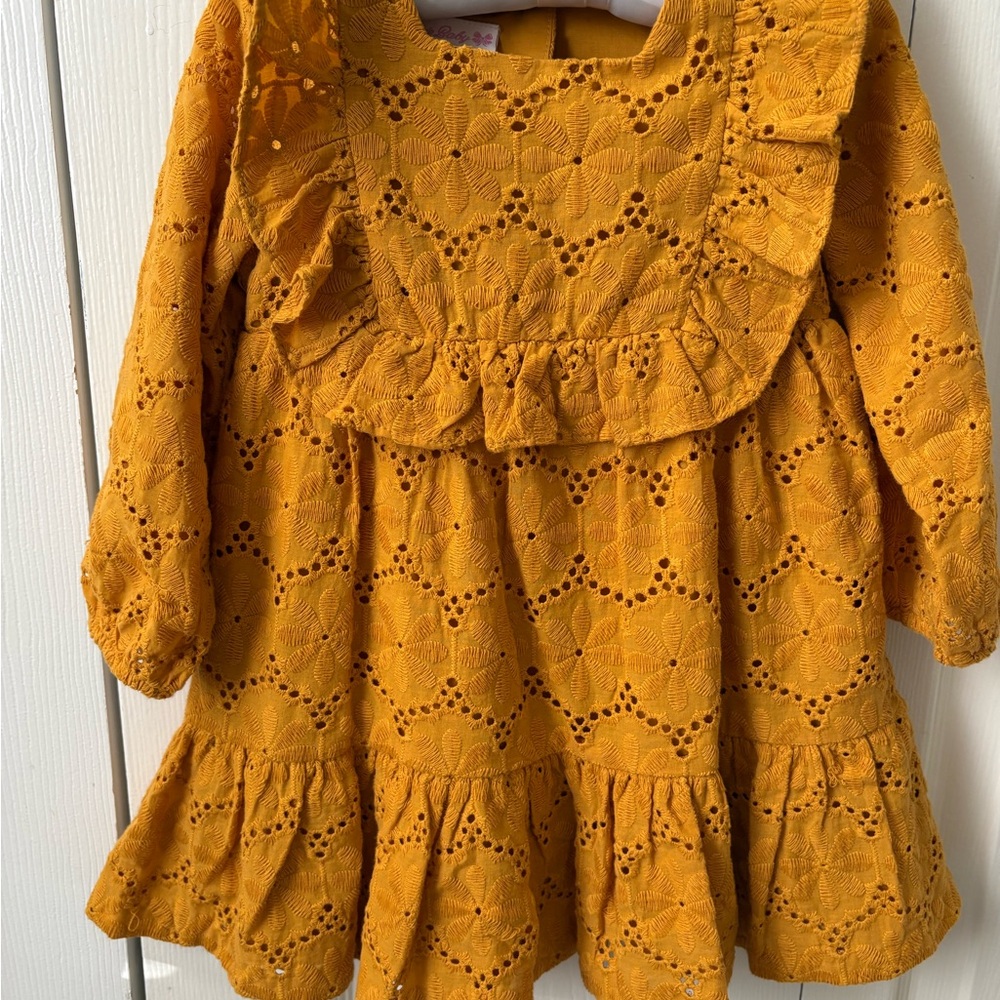 Bonnie Baby Mustard Eyelet Dress